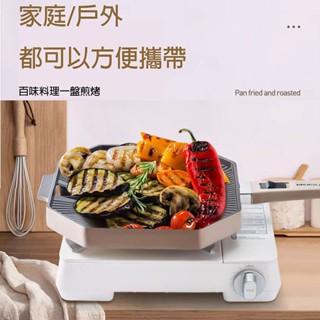 【高雄公司現貨】 韓式八角排油烤盤 電磁爐烤盤 瓦斯爐煎盤 不沾鍋煎烤盤 可拆式手把 家用戶外 多功能煎烤盤 露營烤盤
