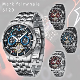 【WANgT】Mark fairwhale 馬克菲爾 PIONEER開拓者 6120 賽車時尚個性旅遊運動鏤空夜光鋼手錶