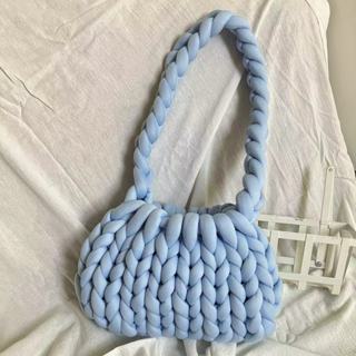 冰島毛線包 單肩包 手工編織包 手作包包 手工藝 diy 編織包包 藍色包包 冰島毛線包包 成品 冰島毛線