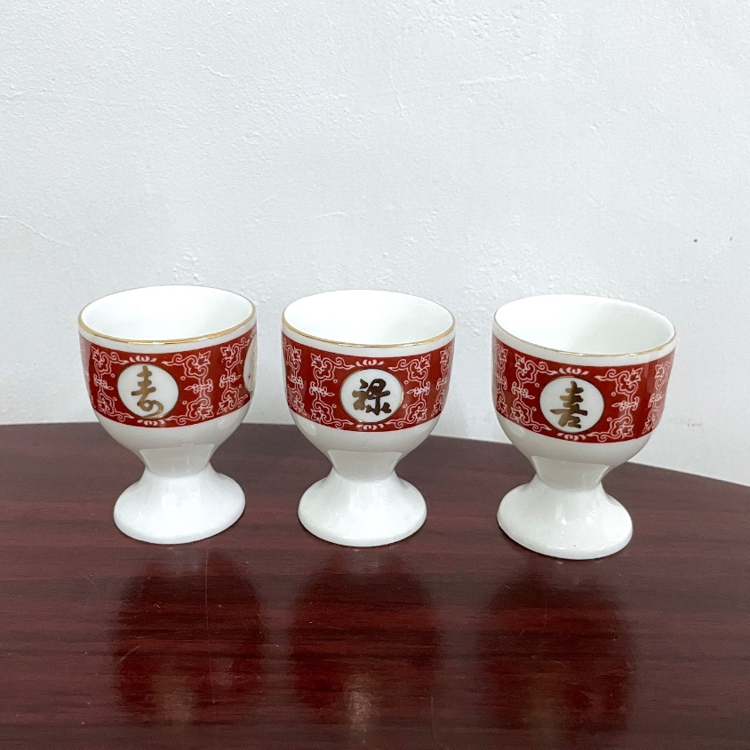 中国　古銅宣徳銅　洪字底款福禄寿禧　酒盃　一對　C　R7094E 中国 古銅宣徳銅 洪字底款福禄寿禧 酒盃 一對 C R7094E