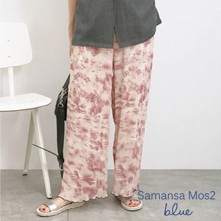 Samansa Mos2 blue 藝術暈染設計直筒捲邊長褲(FG42L1F0180)