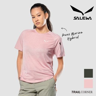 【SALEWA 義大利】PUEZ MERINO HYBRID T-SHIRT 女 夏季短袖羊毛排汗衣｜排濕溫控運動上衣