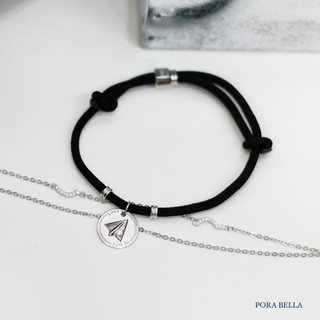 《Porabella》S925純銀情侶手鍊 紙飛機情侶手鏈 編織手繩手鍊 情人節禮物 告白禮物 Bracelets