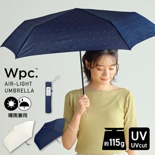 Ariel Wish-日本WPC百貨晴雨兩用折傘短傘雨傘陽傘防曬遮陽深藍色米色櫻桃款超推薦-超輕115g-兩款現貨各一