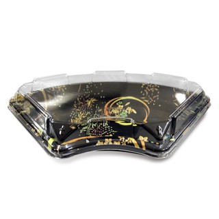 【陶杯杯】日式壽司盒 扇形 FF37-01 松月花 外帶壽司盒 外帶盒 生魚片盒 日式點心 一次性 餐具便當盒臺灣現貨