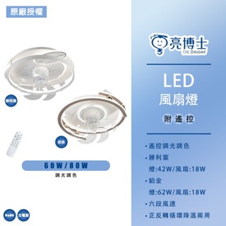 【亮博士】LED風扇燈 60W 80W 勝利葉 鉑金 遙控調光調色 六段風速 正反轉循環降溫 風扇 全電壓 吸頂扇