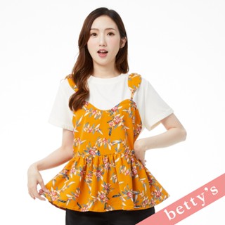 betty’s貝蒂思(31)假兩件度假風肩膀綁帶上衣(橘黃色)