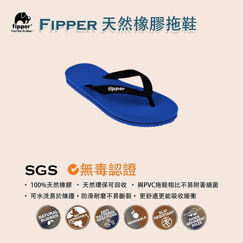 Fipper   Slick Blue / Black  天然橡膠拖鞋 拖鞋 男女款 夾腳拖鞋 外穿拖鞋 休閒沙灘鞋