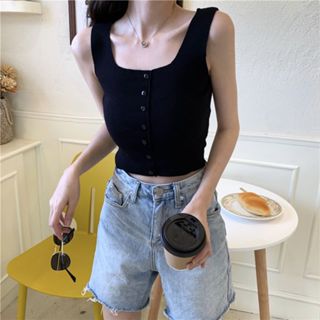 愛依依 小可愛 美背 背心 吊帶 上衣 夏季吊帶上衣無袖套頭紐帶小心機針織背心TBF07-6019.