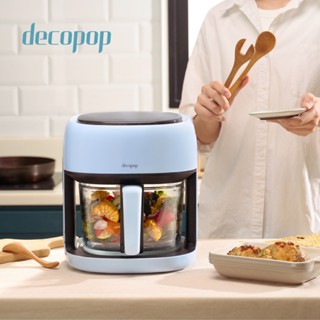 【decopop】智慧觸控美型玻璃氣炸鍋 4.5L大容量 DP-107(智慧控溫/不沾油好清洗/360度均勻加熱)