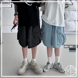 【MKST.STUDIO】韓國 素面大口袋工裝牛仔六分短褲 六分褲 短褲 休閒短褲 夏季短褲 男生服飾 韓國男裝