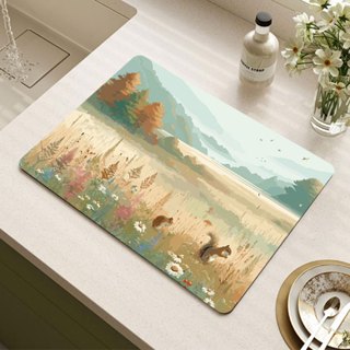 【帕斯特收納生活】30*40cm 清新風 雙層超吸水桌墊 瀝水墊 餐墊 快速吸水 速乾止滑 多款任選 洗手臺碗盤乾燥墊