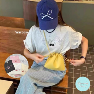 Waroom|現貨售完不補 韓國設計款蝴蝶結櫻桃圓領上衣|女裝|短袖T恤|寬鬆|蝴蝶結上衣|棉短袖Tee 131266