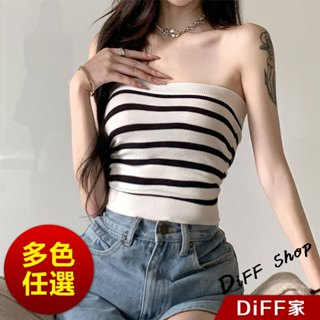 【DIFF】韓版短版顯瘦條紋針織背心 短版背心 小可愛 女裝 衣服 短版上衣 短板上衣【V369】