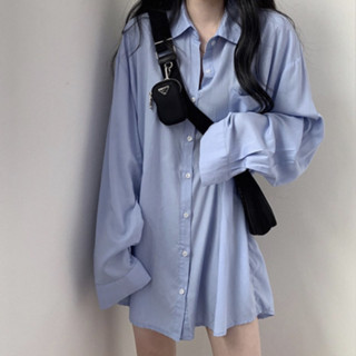 胖胖美依 襯衫 長袖襯衫 雪紡衫S-2XL韓風chic防曬絲滑墜感防曬長袖寬鬆襯衫NE335-8855.