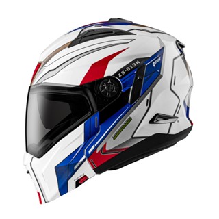 【豪新安全帽部品】ZEUS ZS-613H AJ45 白/藍 可拆下巴全罩式 3/4罩式 內建墨片 安全帽 免運費