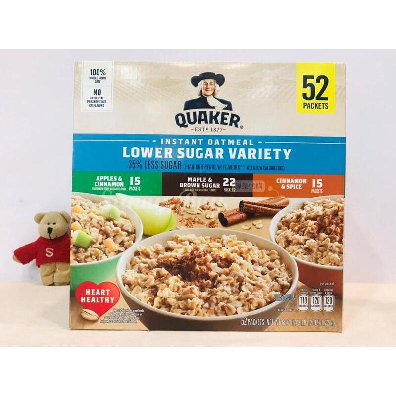 【Sunny Buy 】◎預購◎ Quaker Oatmeal 桂格燕麥 減糖口味 楓糖焦糖/肉桂蘋果/肉桂 52包/盒