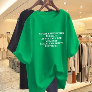 愛依依 M-5XL 短袖T卹 大尺碼女裝 印花上衣 中大尺碼上衣 新款長款寬鬆ins上衣-1017.