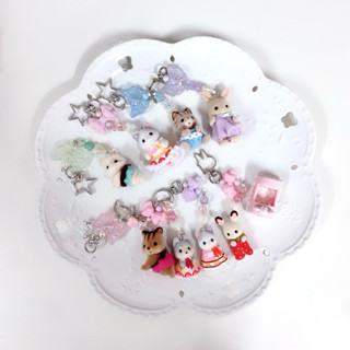 🎀正版森林家族🎀 全新正版 改造 森林家族 甜點系列 拿鐵貓 可可兔草莓車車 DIY手作吊飾/鑰匙圈