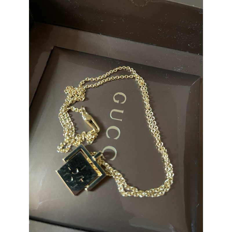 GUCCI 珠寶首飾 黃K 翻轉墜飾 時來運轉 項鍊 秀上款 長55cm