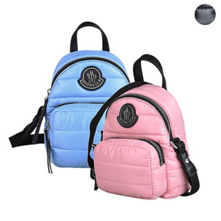 MONCLER Kilia皮標立體金屬LOGO後揹包造型輕量蓬鬆羽絨尼龍拉鍊手提斜揹包(小/多色
