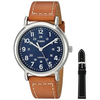 【TIMEX】天美時 週末系列 40毫米簡約手錶禮盒 ( 藍/棕/黑 TXTWG019200-1 )