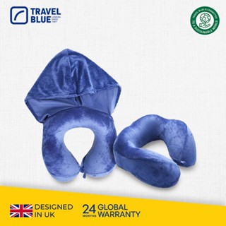 【 travel blue 】符合人體工學 連帽頸枕 可遮至全眼 100%全遮光 頭枕 u型枕 (全球24個月保固)