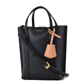 TORY BURCH 專櫃款 Perry 荔枝紋磁釦手提/斜背二用包-黑/迷你款 【美國正品現貨】