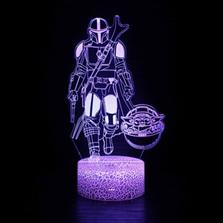 [現貨]星際大戰3D視覺立體燈 曼達洛人Mandalorian 七彩漸變氣氛 STAR WARS錯覺小夜燈 生日交換禮物