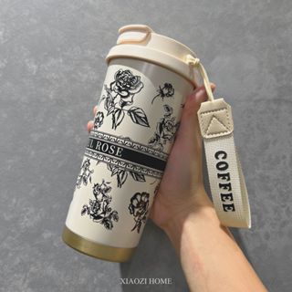 𝑿𝒊𝒂𝒐𝒁𝒊 現貨+實拍照 內建吸管316不鏽鋼保溫杯雙飲咖啡杯隨行杯鈴蘭玫瑰霸王茶姬款ins爆款小紅書熱銷保溫杯保冰杯