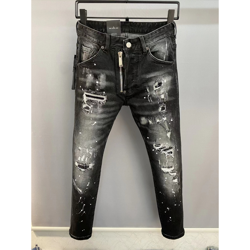 DSQUARED2牛仔褲二次方長褲潮牌牛仔褲黑色褲子氣質高端修身顯瘦小腳長褲百搭個性純棉休閒褲微彈潮流中低腰牛仔褲