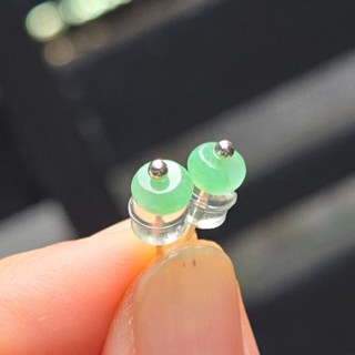 嗨，寶貝銀飾珠寶* 翡翠飾品☆925純銀 天然緬甸玉 保A貨 冰糯種 陽綠 果綠翡翠 純銀耳環 耳針☆ 一對售3