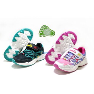 全新品DIADORA 兒童超寬楦輕量緩震運動休閒慢跑鞋 13087黑 / 13088 白桃