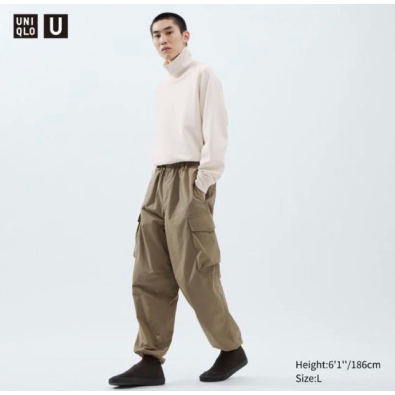 UNIQLO U系列 寬版降落傘工裝長褲 460268 可調節設計 多口袋收納 size M