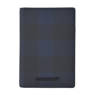 BURBERRY 經典格紋環保帆布小牛皮卡片夾(海軍藍)｜100%原廠真品｜JS Maxx官方旗艦館