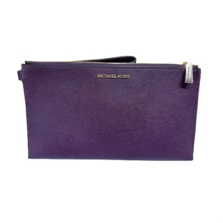 Michael Kors MK 金字LOGO防刮皮革紫色手拿包 錢包 32S3GTVW3L