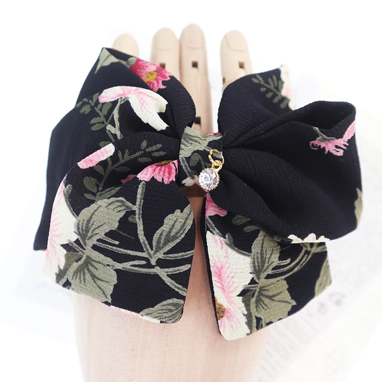 【PinkyPinky Boutique】夜香花 雪紡蝴蝶結髮束 ＊黑色 ＊