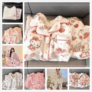 【玲瓏日記】冬天法蘭絨睡衣 Hello kitty 冬天睡衣 卡通睡衣 珊瑚絨居家服 法蘭絨 加絨 冬天睡衣 女生睡衣