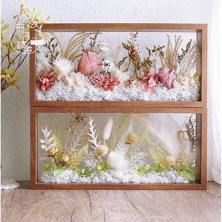 現貨🔺木質 中空相框 雙面透明景窗 木框 永生花盒 展示盒 DIY 乾燥花 花藝材料 相框 公仔展示盒 透明盒