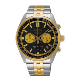 SEIKO 精工 CS系列時尚熊貓錶計時男錶-金色 (SSB430P1) /41.5mm