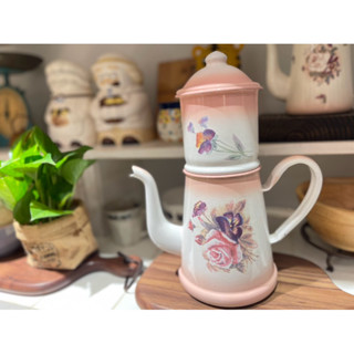 *黑頭小羊雜貨小舖*日本帶回zakka~絕版品～日本製~仿舊經典鄉村風格玫瑰雜貨/野田琺瑯玫瑰茶壺/琺瑯水壺/琺瑯咖啡壺