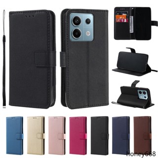 小羊皮純色插卡掀蓋皮套適用紅米Note 13pro手機殼紅米note12 note11 note10pro保護殼防摔掛繩