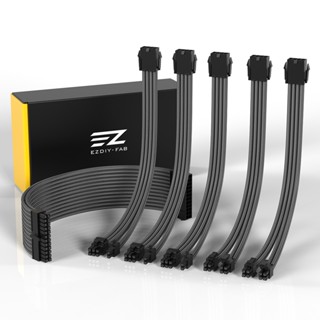 EZDIY-FAB 18AWG PSU軟尼龍編織線 30cm 6件套 power轉接延長編織線 電供延長編織線-五種顏色