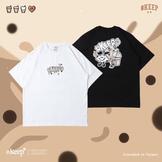 #KEEP BUBBLE TEA TEE 黑色 白色 珍珠奶茶 雲朵人 印花 短T【KS235】