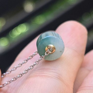 嗨，寶貝銀飾珠寶* 翡翠飾品☆18k黃金 天然緬甸玉A貨 細緻 優雅 鎖骨鍊 手鍊 冰種 飄花翡翠墜子 隔珠27-22