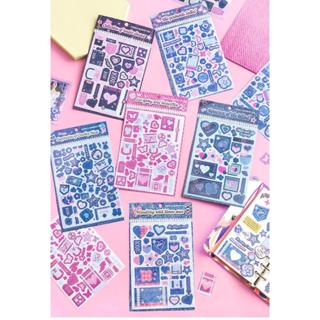 臺灣♾️現貨出貨 貼紙 韓版 克萊因日記 牛仔裝飾 貼紙 韓系 復古拼布風 創意 手帳 貼紙2張