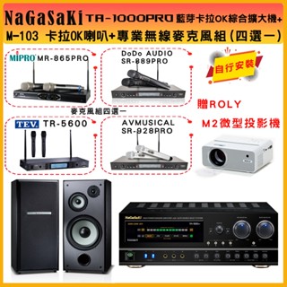 【NaGaSaKi】TA-1000PRO 綜合擴大機+ TDF M-103 雙10吋卡拉OK喇叭+無線麥克風(贈好禮)
