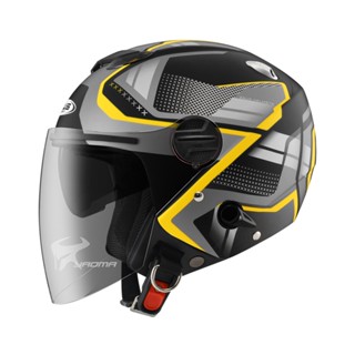 【ZEUS】安全帽 ZS-202FB T68 消光黑黃 霧面 內鏡 3/4罩 通勤帽 202FB｜耀瑪騎士