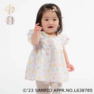♧麥麥My童裝部♧80零碼日本kid's zoo×Sanrio夏季女童純棉滿印水果三麗鷗明星飛袖上衣裙現貨