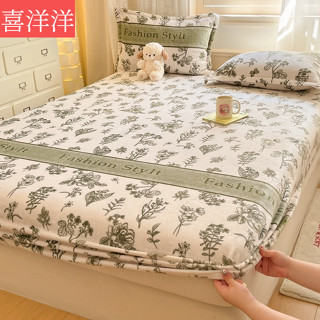 【喜洋洋】新品秒殺🔥牛奶絨床包 法蘭絨床包 雪花絨床包 冬天床包 加厚保暖床包 床罩 單人雙人加大床包三件組 床墊保護套
